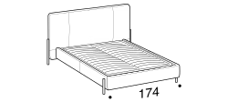 Alar Bed by Ditre Italia, size drawing: Double size bed for 160x200 cm mattress