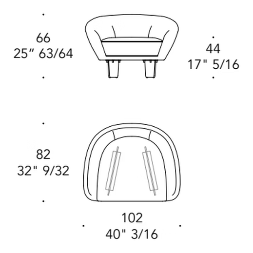 Segno Poltrona Armchair by Reflex, size drawing
