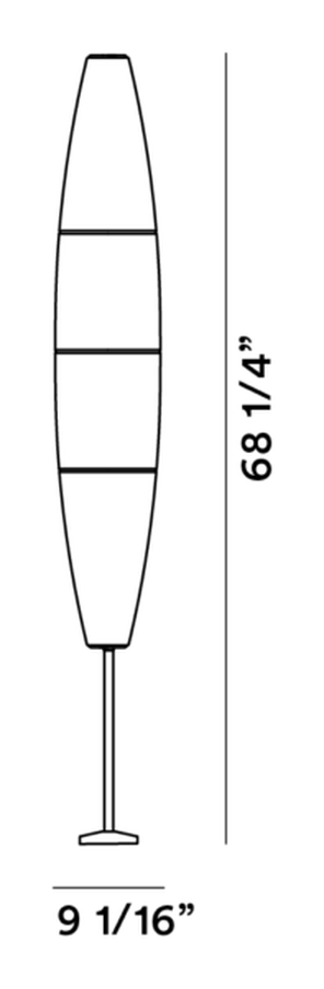 Havana Outdoor Floor Lamp by Foscarini, size drawing: Havana Mono