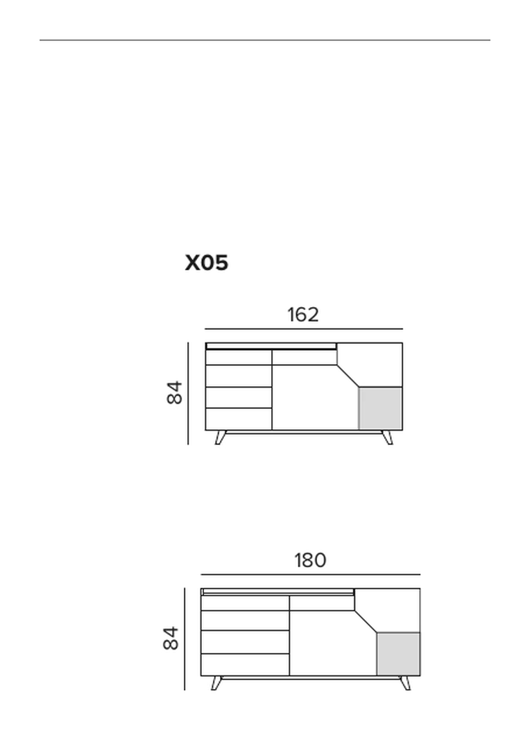 Remix Sideboard by Tomasella, size drawing: Configuration X05