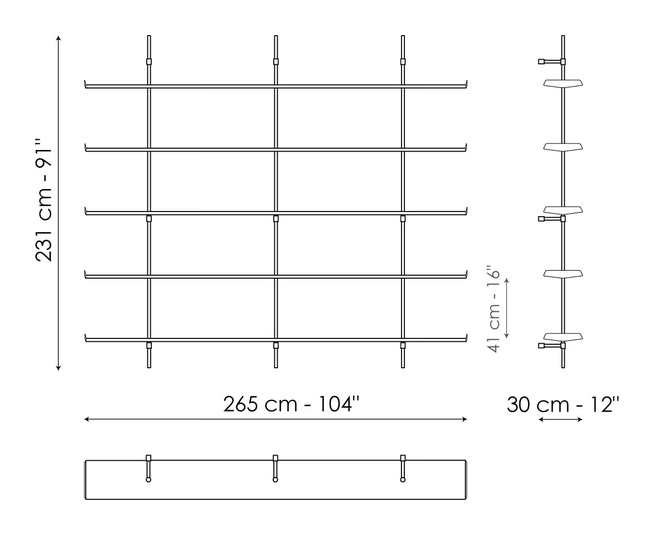 Foil Bookshelf by Bonaldo, size drawing 2