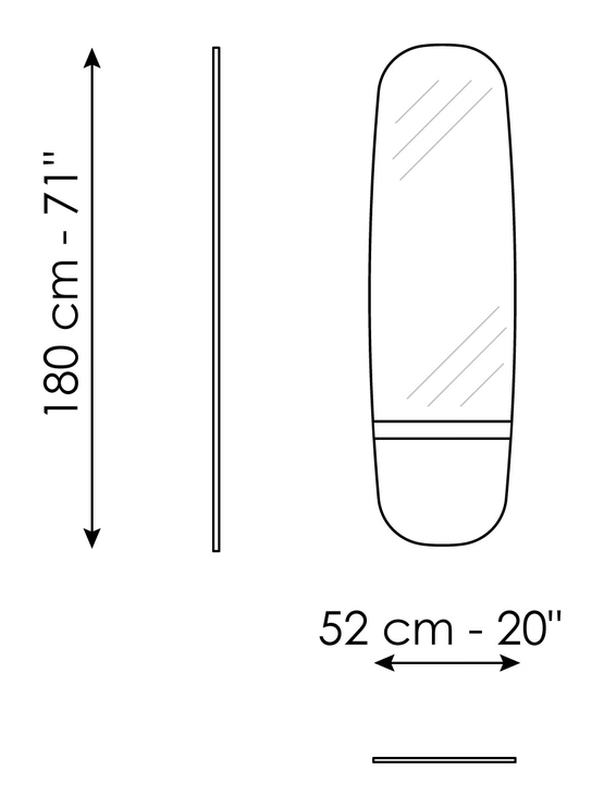 Lake Mirror by Bonaldo, size drawing: Lake 52