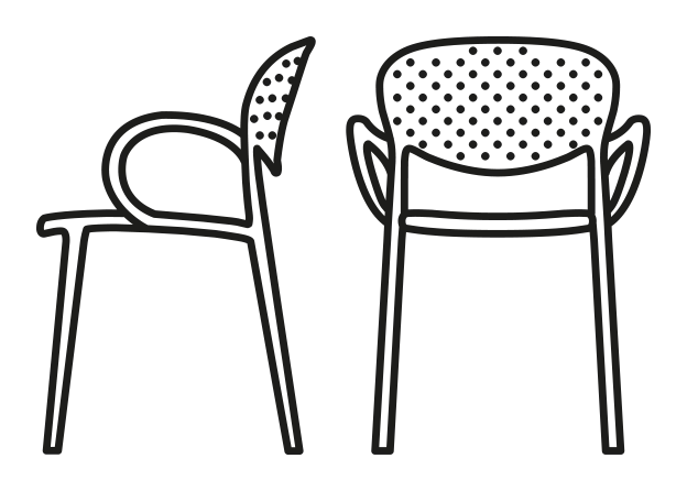 Abby Armchair, Perforated by Connubia, size drawing