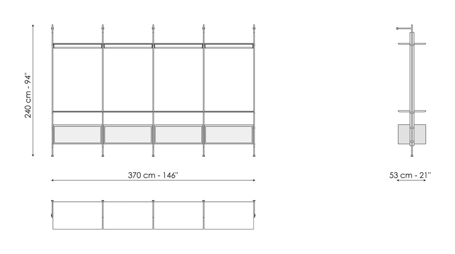 Roll Walk-in Closet by Bonaldo, size drawing 2