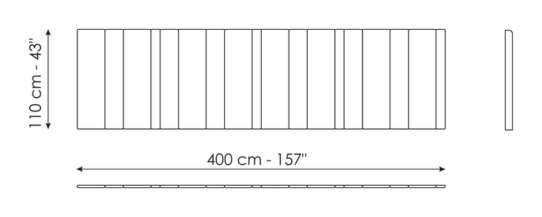 Nubo Double Bed by Bonaldo, size drawing: Nubo boiserie