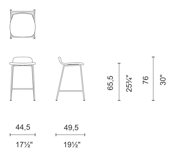 Tate Soft Stool by Cappellini, size drawing: TS_11B