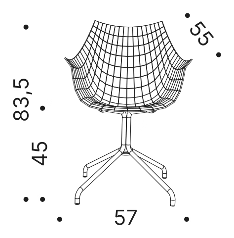 Meridiana Spoked Chair by Driade, size drawing