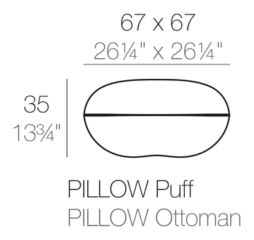 Pillow Ottoman by Vondom, size drawing