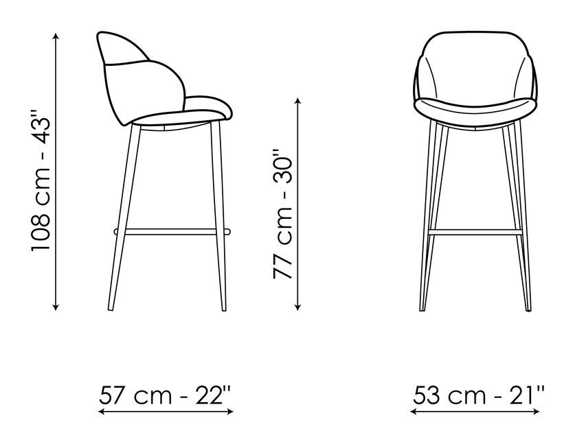 My Way Too Stool by Bonaldo, size drawing: My way too H 77