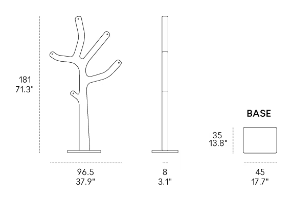 Alberto Coatstand by Casamania, size drawing