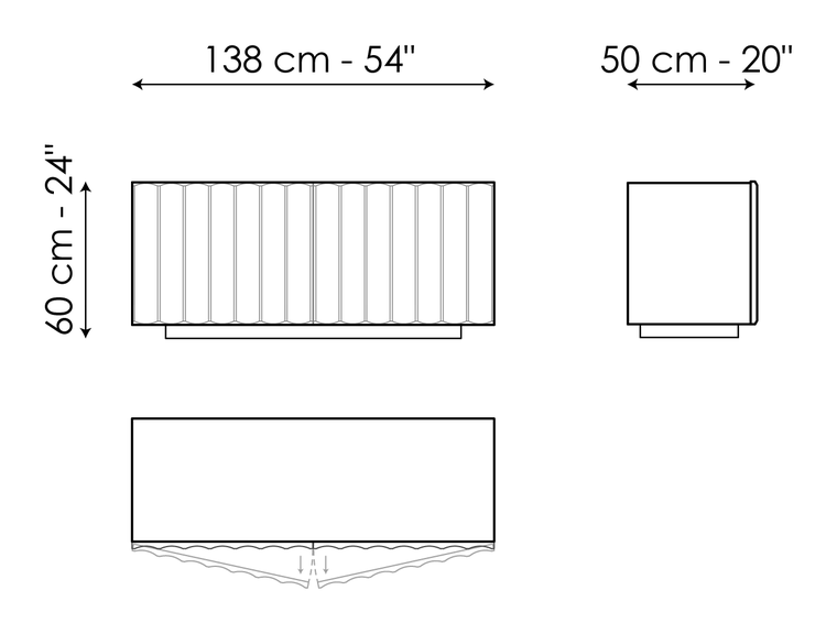 Dorian Sideboard by Bonaldo, size drawing: Dorian 138