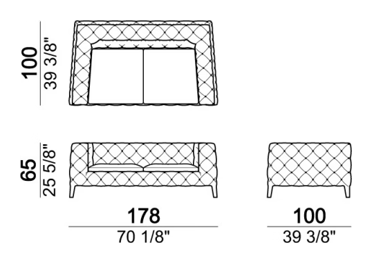 Windsor Sofa by Arketipo, size drawing: Sofa