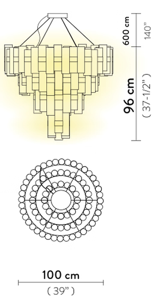 La Lollona Pendant Lamp by Slamp, size drawing: La Lollona 4