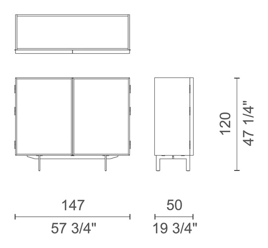 Lochness Cabinet by Cappellini, size drawing: LH_3