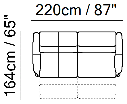 Seagull Sectional by Natuzzi Italia: Power reclining modular sofa, outline drawing with sizes