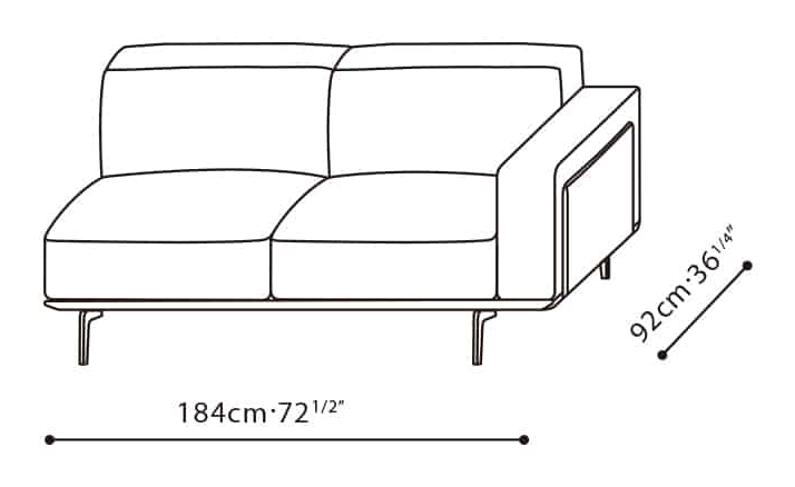 Moda Sofa by Camerich, size drawing: C01G0206