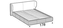 Claire Bed by Ditre Italia, size drawing: Double size bed for 160x200 cm mattress