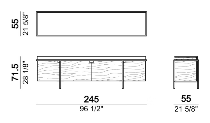 Aura Sideboard by Arketipo, size drawing