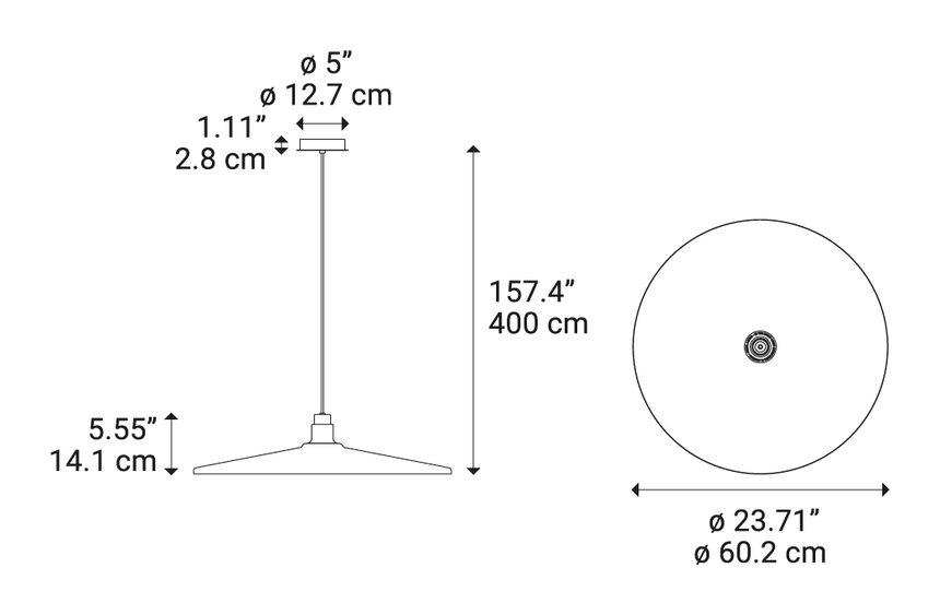 Vinyl Pendant Lamp by Lodes, size drawing: Vinyl large