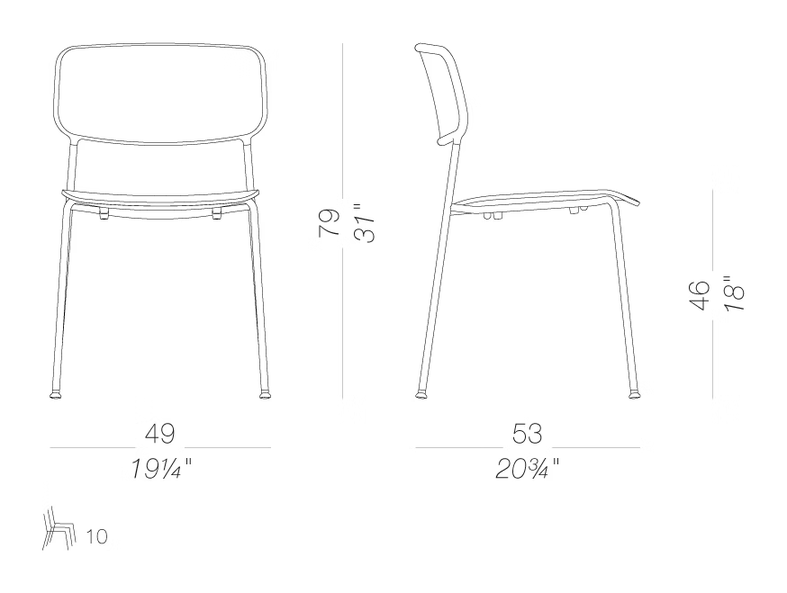 Kisat S412 Chair by LaPalma, size drawing