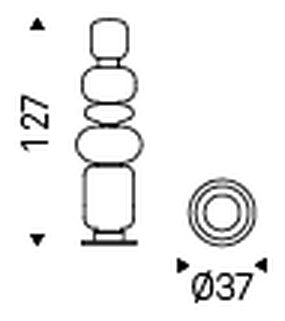 Pigalle Floor Lamp by Cattelan Italia, size drawing