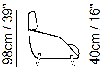 Luna Armchair by Natuzzi Italia, size drawing