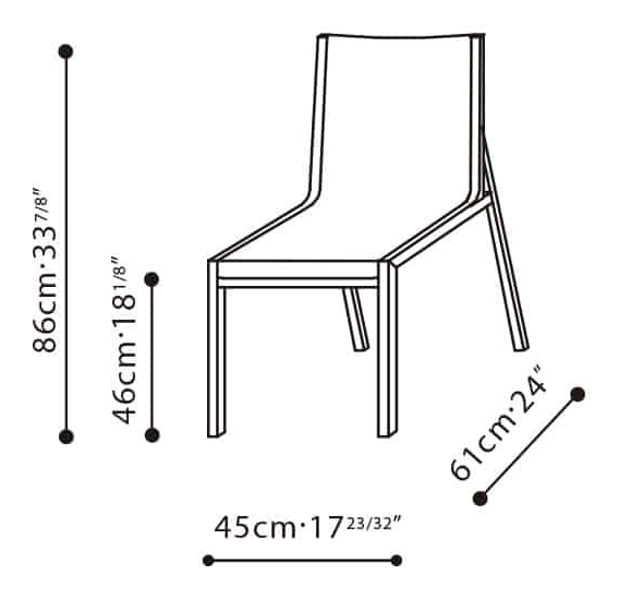 Flora Chair by Camerich, size drawing: C0220013