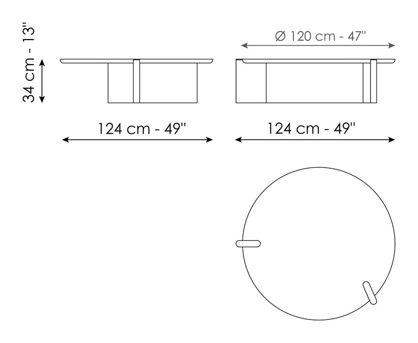 Flatiron Coffee Table by Bonaldo, size drawing: Flatiron coffee table 120