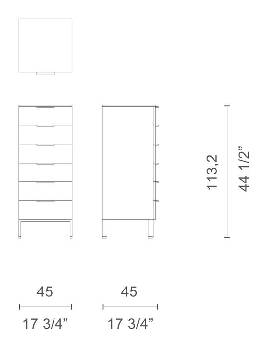 Brest Cabinet by Cappellini, size drawing: B6CQDQ / B6CQDQB