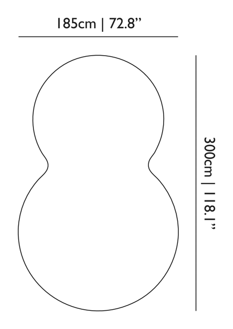 Liquid Layers Carpet by Moooi, size drawing: Organic 185 x 300