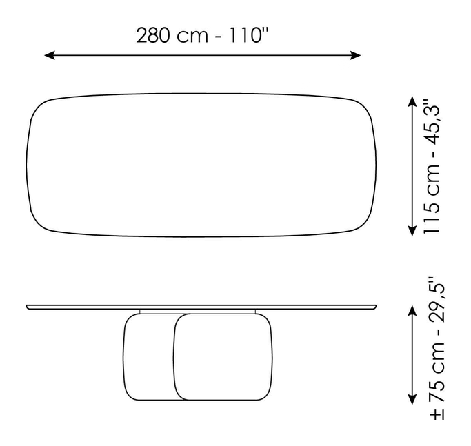 Mellow Dining Table by Bonaldo, size drawing 5