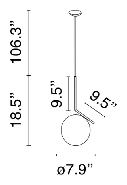 IC Lights Suspension Pendant Lamp by Flos, size drawing: IC Lights S1