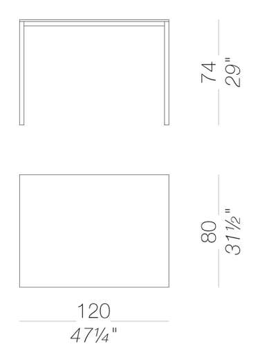Frame P07 Table by LaPalma, size drawing