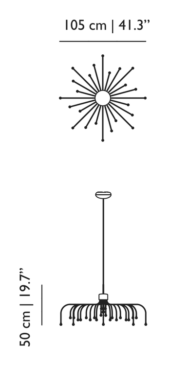 Starfall Pendant Light by Moooi, size drawing
