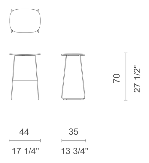 Morrison Stool by Cappellini, size drawing: HP_11BL