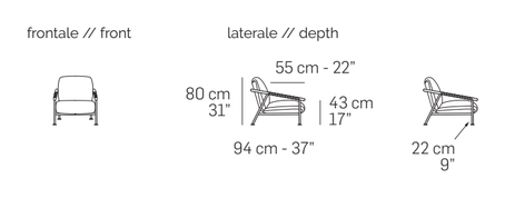 Nicole Armchair by Nicoline, size drawing 1