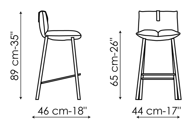 Pil Too Stool by Bonaldo, size drawing: Pil too H 65