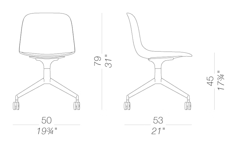Seela S342 Chair by LaPalma, size drawing