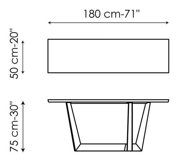 Art Console Table by Bonaldo, size drawing 2