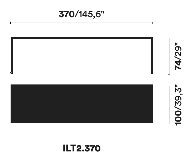 ILtavolo 2.0 Dining Table by Opinion Ciatti, size drawing: ILT2.370