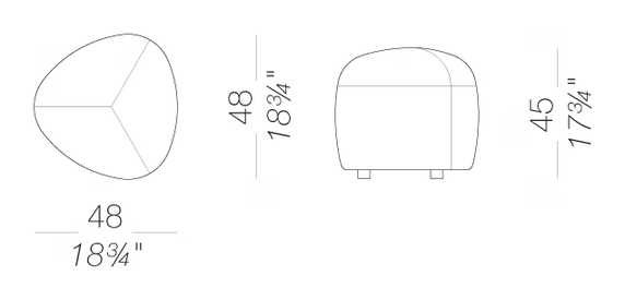 Kipu ED06 Mini Outdoor Ottoman by LaPalma, size drawing