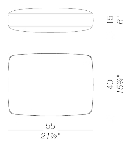 Oort Rectangular Cushion, 21.5 in by LaPalma, size drawing