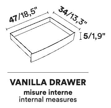 Vanilla Desk by Opinion Ciatti, size drawing: VANILLA DRAWER