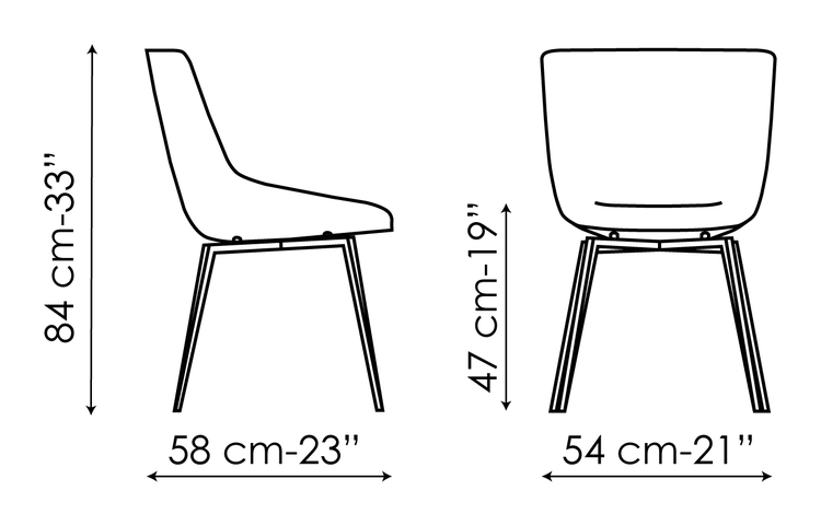 Artika Chair by Bonaldo, size drawing: Artika