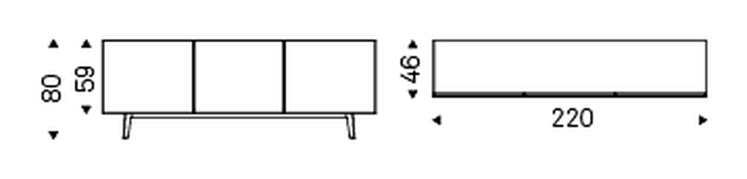 Metropol Sideboard by Cattelan Italia, size drawing