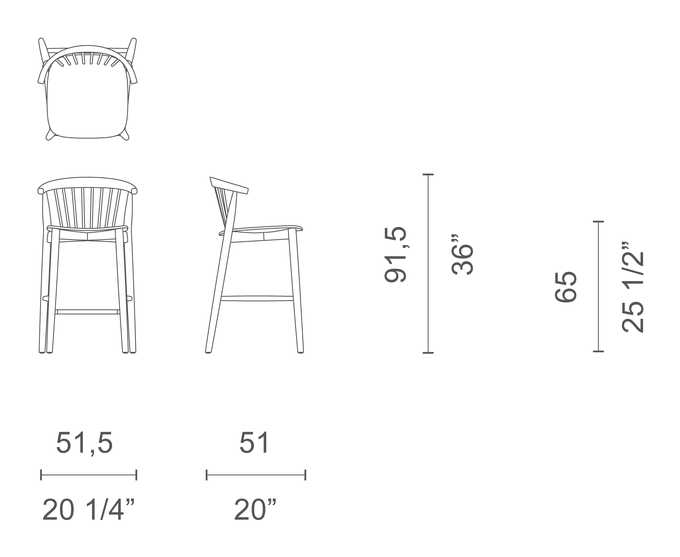 Newood Stool by Cappellini, size drawing: NW_11