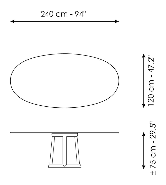 Greeny Dining Table by Bonaldo, size drawing 6