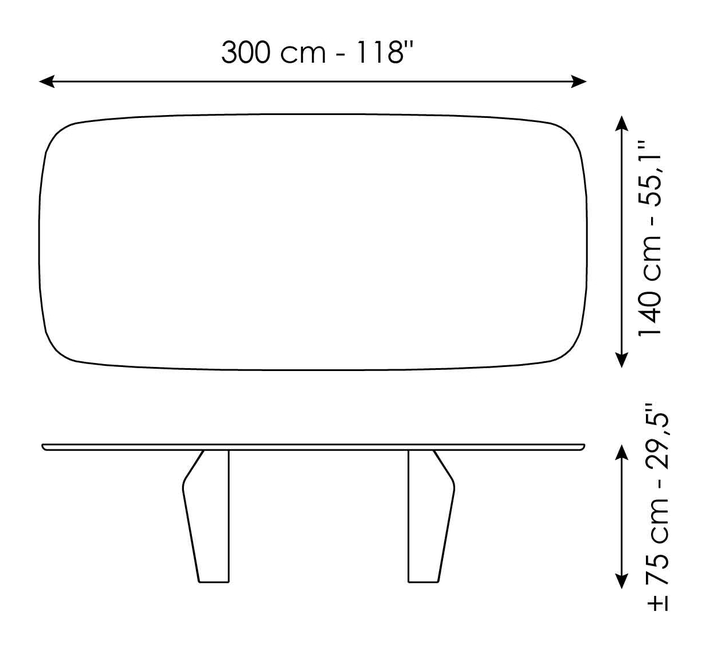 Flame Dining Table by Bonaldo, size drawing 6
