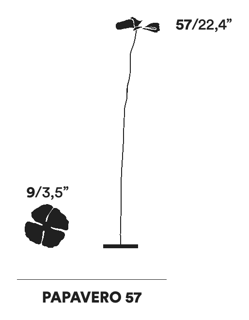 Papavero Delicato Decorative Object by Opinion Ciatti, size drawing: PAPAVERO 57