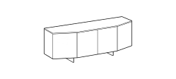 Angle Sideboard by Ditre Italia, size drawing: High sideboard with wooden top and wooden doors